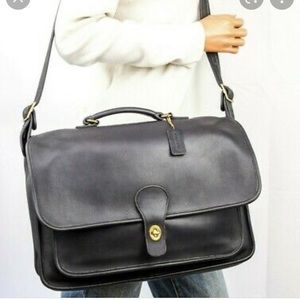 Coach LRG Vintage Black Leather Metropolitan Shoulder Briefcase Serial #5180